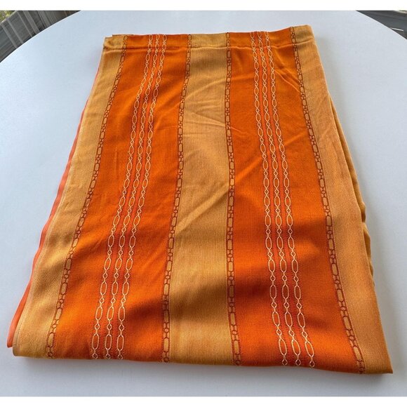 Vintage 70s curtain, yellow orange stripes, lined single panel, rod header - Picture 1 of 10